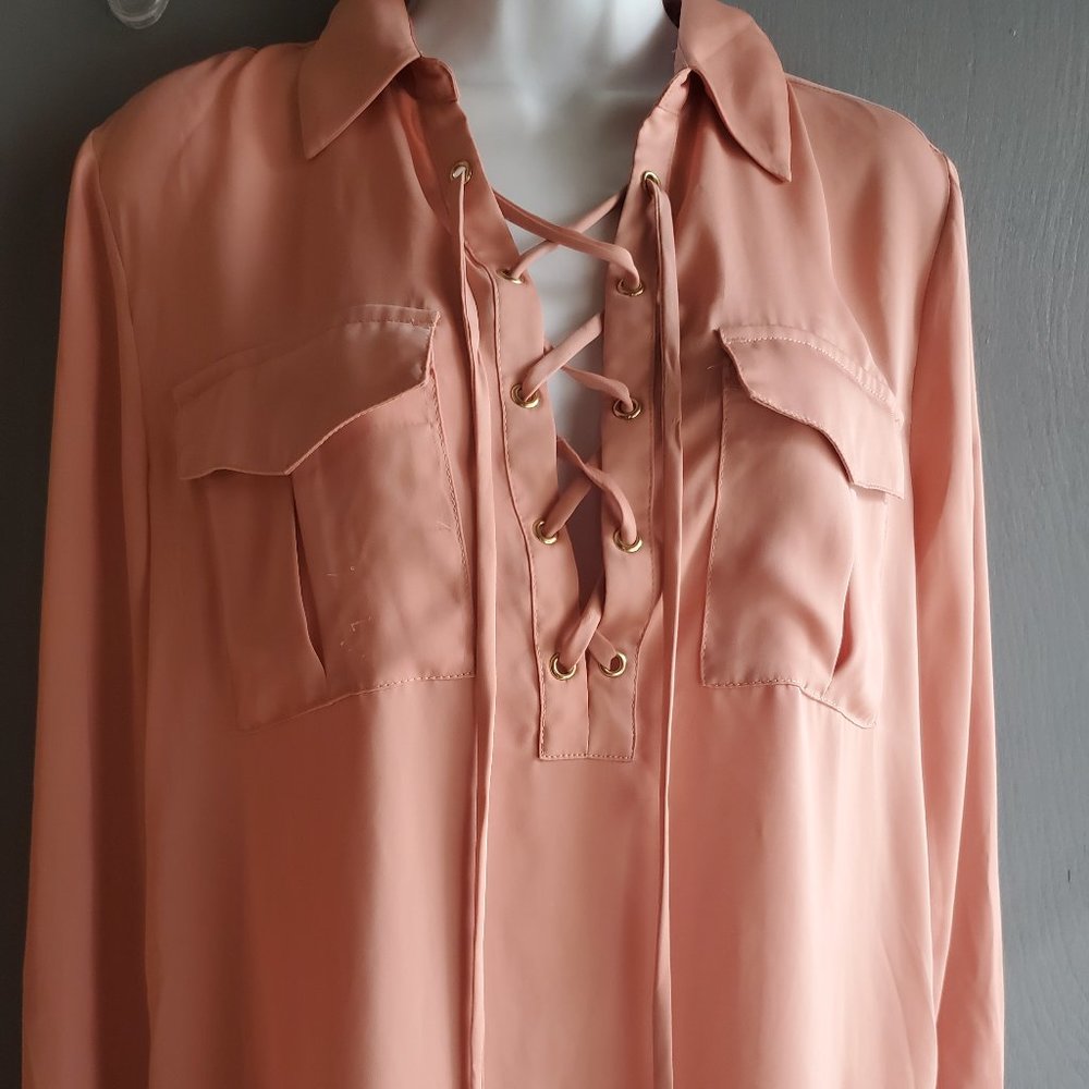 L'academie Womens Pink Safari Blouse - Small